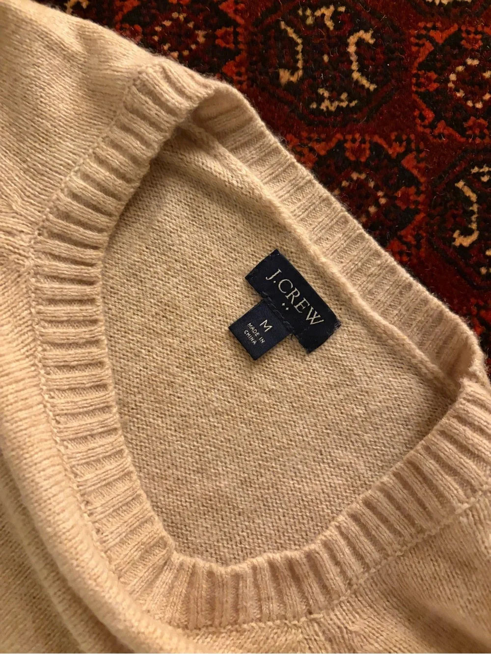 J. Crew Men's Light Cream Crewneck Sweater